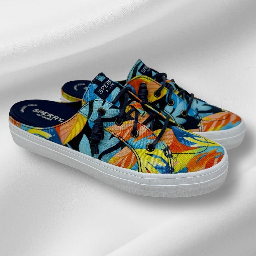 Sperry Top Sider Mule Canvas Slip On Cute Floral Womens 9M K.8.7